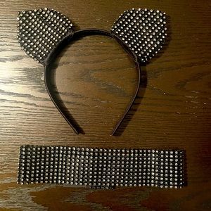 Rhinestone Cat Ears and Matching Choker